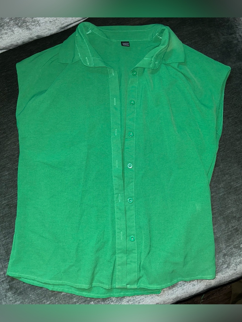Sheer Green Button-Up Shirt